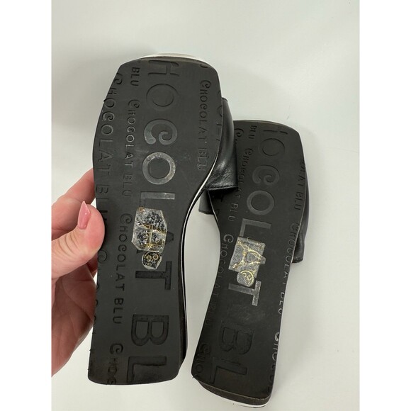 Ladies Chocolat Blu Jadine Leather Slide Wedges Black EUR 38  US 7 - Picture 9 of 10